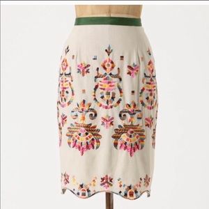 Anthropologie Corey Lynn Calter Linen Blend Embroidered Pencil Skirt 2